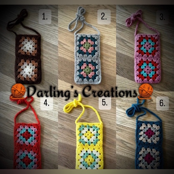 Handmade Handbags - Handmade Granny Square Crossbody Phone Bag